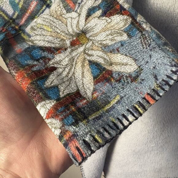 Johnny Was Floral Biya Sherpa Patchwork Hooded Open Waterfall Cardigan Jacket L - Picture 6 of 15